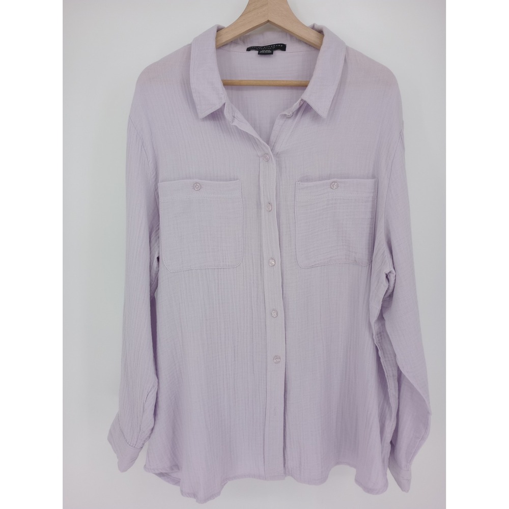 Social Standard by Sanctuary Button Up Shirt Womens XXL Purple Gauze Long Sleeve